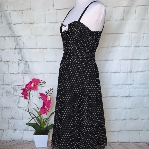 Rock Steady Heather Dress Black Polka Dots Sz M - Picture 4 of 9